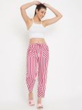 Women's Red and White Stripe Rayon Pajama