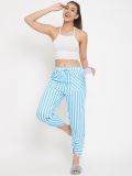 Women's Turquoise and White Stripe Rayon Pajama