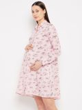 Pink and Red Floral Printed Maternity Shirt