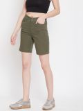 Women's Military Green Cotton Shorts