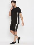 Men's Black Cotton Knitted Co Ords