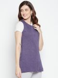 Purple Sleeveless Cotton Zipper Shrug For Women's
