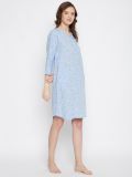 Blue Printed Rayon Women's Nightdress