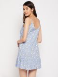 Women's Blue Floral Printed 100% Rayon Nightdress
