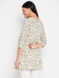 Yellow and Blue Floral Printed Rayon Women's Maternity Top