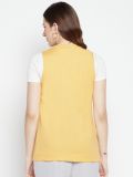 Yellow Sleeveless Cotton Tie-up Front Pocket Shrug For Women's