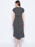 Black and White Floral Print Rayon Women's Maternity Dress