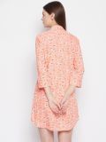 Peach Floral Print Rayon Women's Sleepshirt