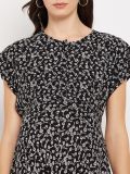 Women's Black Short Sleeves Floral Print 100% Rayon Maternity Midi Dress