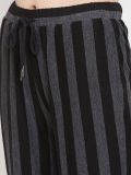 Women's Black Cotton Stripe Pajama