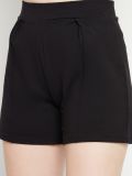 Women Black Cotton Lycra High-Rise Slim Fit Casual Short