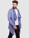 Men's Royal Blue Open Front Cotton Waterfall Cardigan