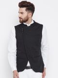 Men's Black Cotton Waistcoat (CWM0342)