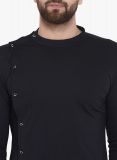 Men's Black Color Cotton Blend Asymmetrical Kurta