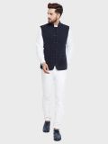 Men's Navy Blue Double Breast Cotton Knitted Waistcoat