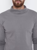 Men's Grey Cotton High Neck T-shirt