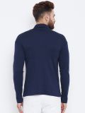 Men's Navy Blue Cotton High Neck T-shirt