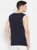 Men's Blue and Grey Cotton Blend Muscle T-Shirt