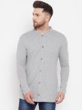 Men's Grey Melange Cotton Blend Shirt