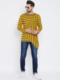 Men's Yellow Black Stripe Cotton Overlap T-Shirt