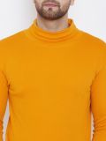 Men's Yellow Cotton High Neck T-Shirt