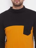 Men's Yellow and Black High Neck T-Shirt
