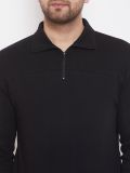 Men's Black Cotton Polo T-Shirt
