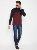 Men's Red and Black Stripe High Neck T-Shirt