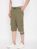 Men's Green Cotton 3/4th Shorts