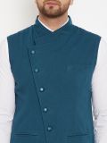 Men's Teal Blue Cotton Waistcoat
