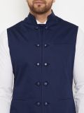 Men's Navy Blue Cotton Double Breast Waistcoat