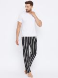 Men's Black and White Stripe Knitted Pajama 