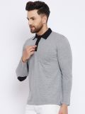 Men's Grey Cotton Polo T-Shirt