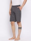 Men's Grey Cotton Blend Knitted Yoga Shorts