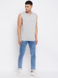 Men's Grey Melange Cotton Muscle T-shirt