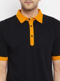 Men's Black Cotton Polo T-shirt