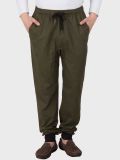 Men's Green Cotton Track Pants 