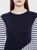 Women's White and Blue Stripe Cotton T-shirt