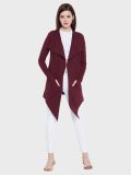Women's Maroon Cotton Knitted Shrugs
