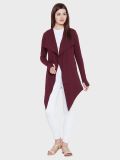 Women's Maroon Cotton Knitted Shrugs