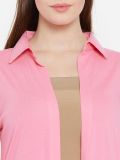 Women's Pink Cotton Long Shrug