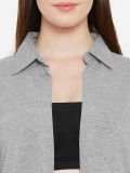 Women's Grey Bell Sleeve Cotton Blend Long Shrug