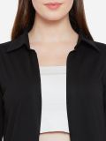 Women's Black Bell Sleeve Cotton Long Shrug