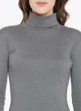 Women's Grey Cotton High Neck T-shirt