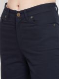 Women's Navy Blue Cotton Shorts