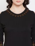Women's Black Embroidery Cotton Top