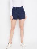 Women's Navy Blue Polka Dot Printed Shorts