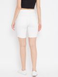Women's White Cotton Lycra Shorts