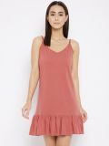 Rust Cotton Knitted Women's Baby Doll Nightdress 