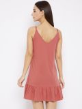 Rust Cotton Knitted Women's Baby Doll Nightdress 